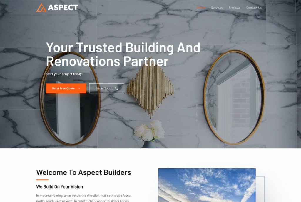 Aspect Builders - building on your vision with a custom WordPress site.